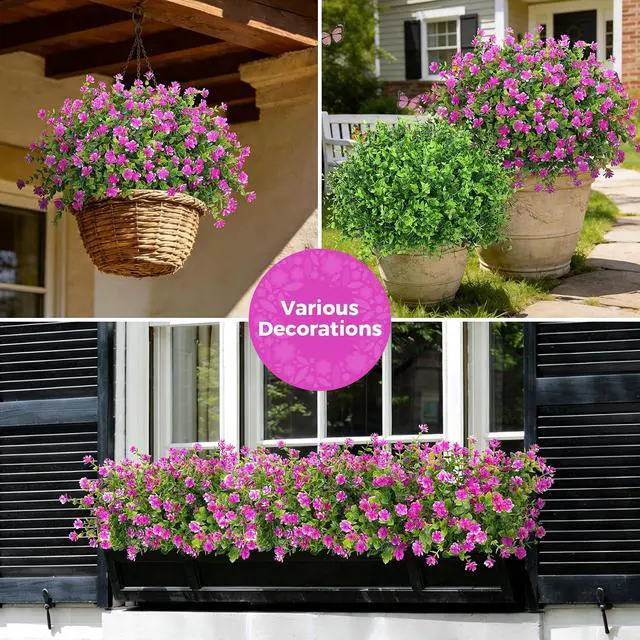Alt view image 4 of 6 - Roberly 24 Bundles Artificial Flowers for Outdoors Fake Plants, Fuchsia