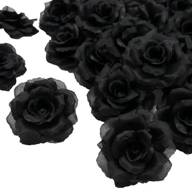 Main image of 20 Pcs Black Rose Flower Head, Artificial Flowers Bulk for DIY Crafts