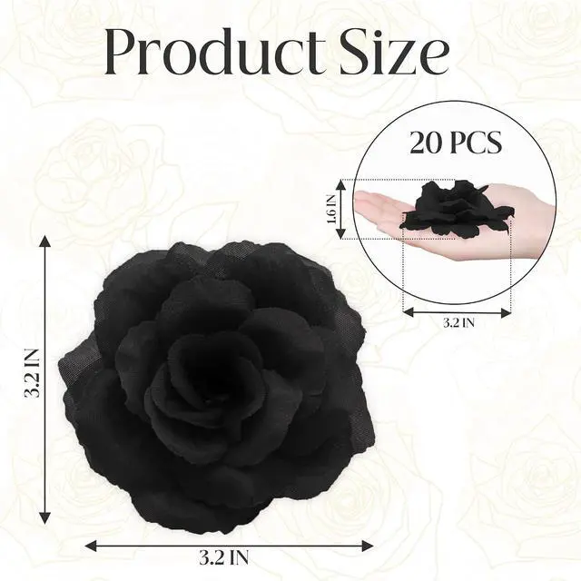 Alt view image 2 of 7 - 20 Pcs Black Rose Flower Head, Artificial Flowers Bulk for DIY Crafts
