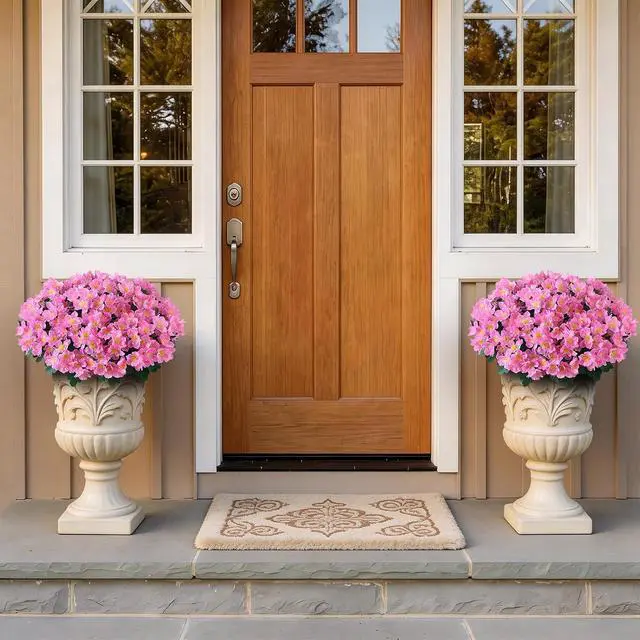 Alt view image 7 of 7 - Juxdp 8 Bundles 14" Artificial Silk Camellia Flower Bouquet for Porch(Pink)