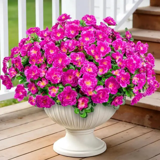Main image of Artificial Camellia Flowers for Outdoors, Purple, 4 Pcs