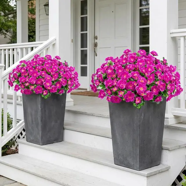 Alt view image 3 of 7 - Artificial Camellia Flowers for Outdoors, Purple, 4 Pcs