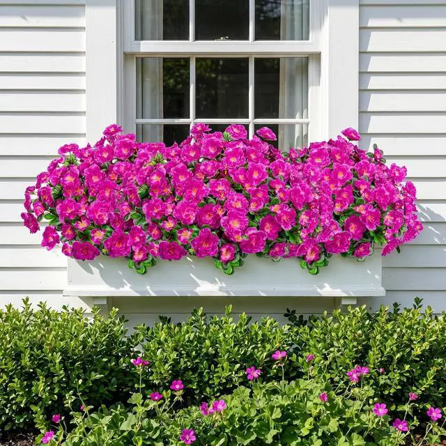 Alt view image 4 of 7 - Artificial Camellia Flowers for Outdoors, Purple, 4 Pcs