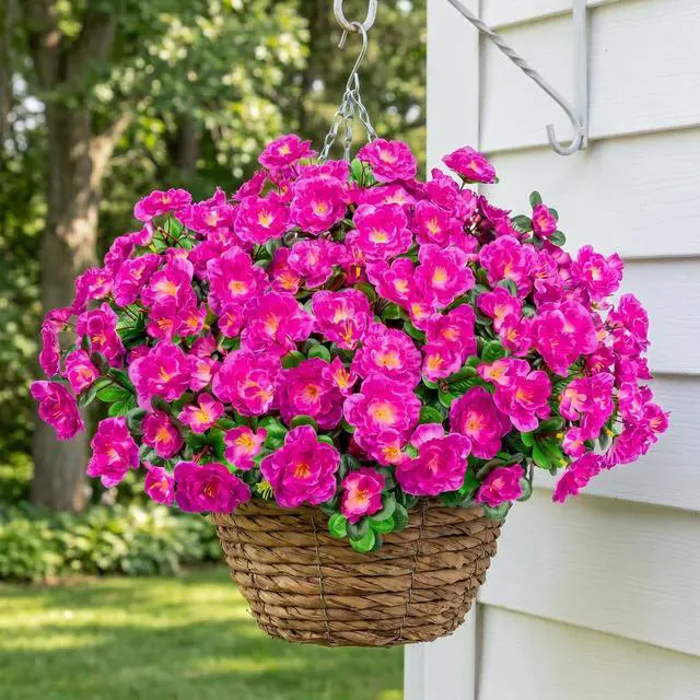 Alt view image 5 of 7 - Artificial Camellia Flowers for Outdoors, Purple, 4 Pcs