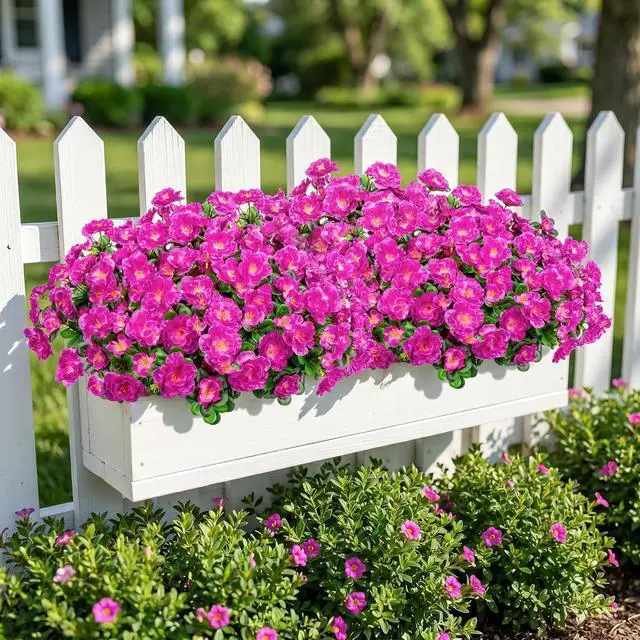Alt view image 7 of 7 - Artificial Camellia Flowers for Outdoors, Purple, 4 Pcs