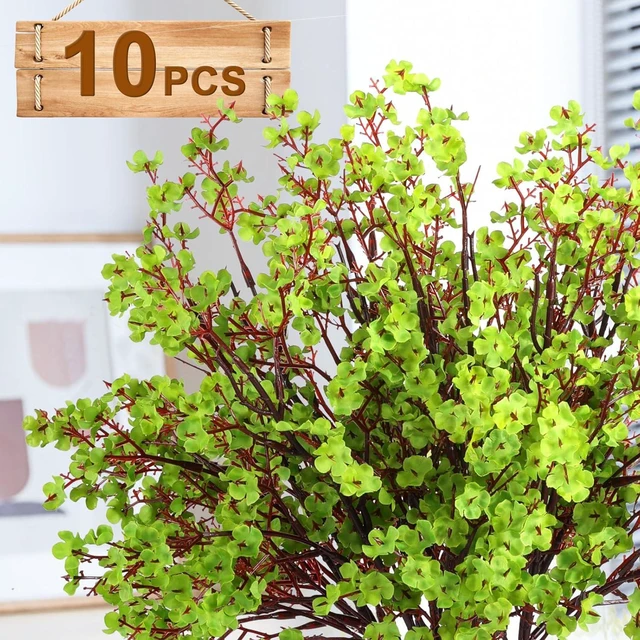 Alt view image 3 of 7 - Hananona 10 Pcs Babys Breath Green Flowers Artificial Gypsophila Flowers St. Patrick's Day Fake Silk Flowers for Home Decor Spring Floral Arrangement Table Centerpieces
