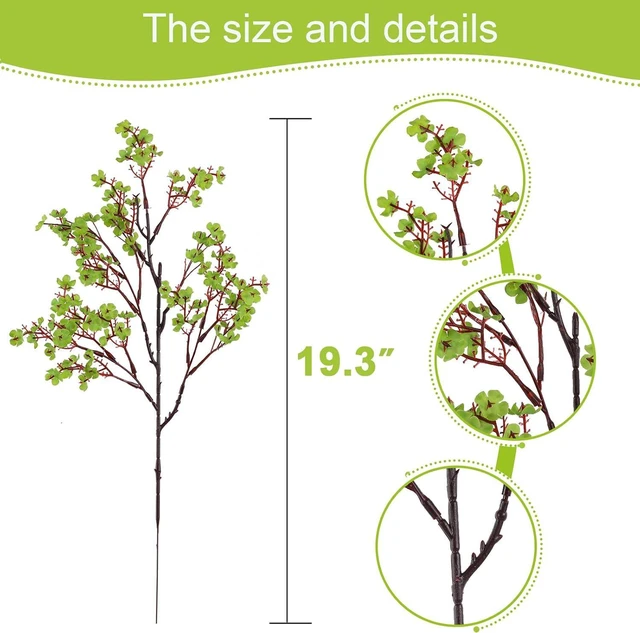 Alt view image 2 of 7 - Hananona 10 Pcs Babys Breath Green Flowers Artificial Gypsophila Flowers St. Patrick's Day Fake Silk Flowers for Home Decor Spring Floral Arrangement Table Centerpieces