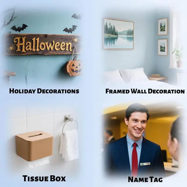 Alt view image 4 of 7 - 12-Pairs Magnetic Poster Hanger Strips Heavy Duty Removable Adhesive, Damage-Free Wall Hooks for Frames, Pictures, Home Decor No Nails, No Residue