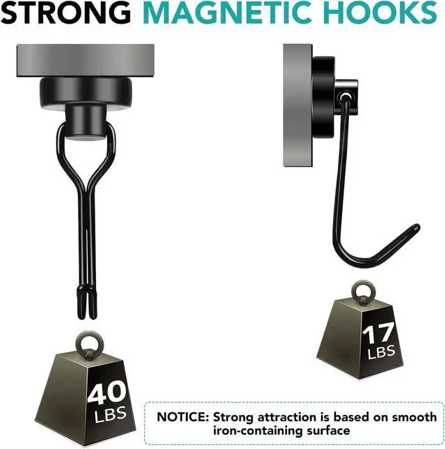 Alt view image 3 of 6 - DIYMAG Magnetic Hooks,40LBS Heavy Duty 4 Pack 2026 Cruise Ship Essentials
