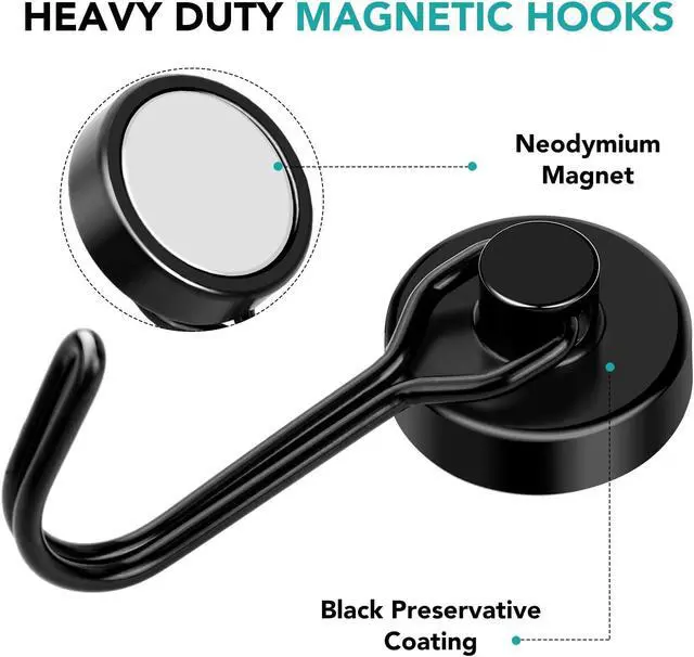 Alt view image 4 of 6 - DIYMAG Magnetic Hooks,40LBS Heavy Duty 4 Pack 2026 Cruise Ship Essentials