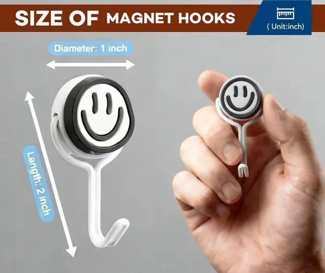 Alt view image 2 of 7 - 6 PCS Metal Magnetic Hook, 60LBS Heavy Duty with Swivel Swing Magnet Hooks for Cruise Cabins, Hanging, Locker, refrigerator, Office and Kitchen, Outdoor Hooks for Fridge, Storage, Toolbox and Grill