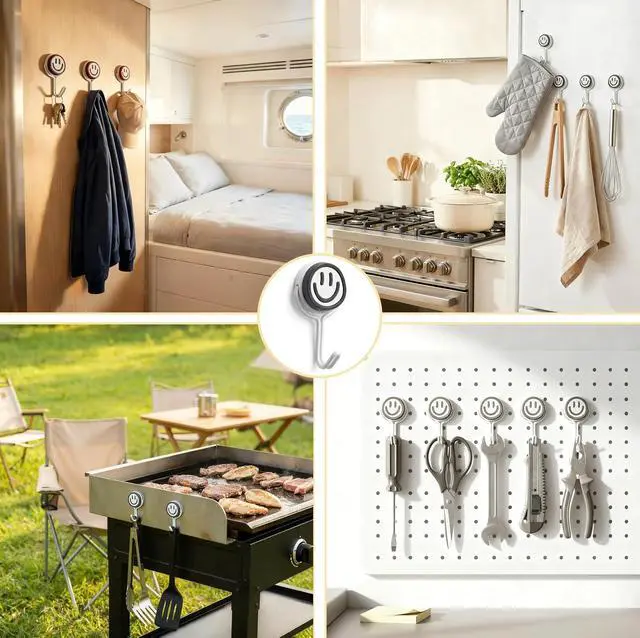 Alt view image 3 of 7 - 6 PCS Metal Magnetic Hook, 60LBS Heavy Duty with Swivel Swing Magnet Hooks for Cruise Cabins, Hanging, Locker, refrigerator, Office and Kitchen, Outdoor Hooks for Fridge, Storage, Toolbox and Grill