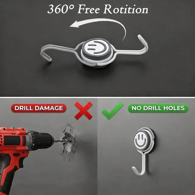 Alt view image 5 of 7 - 6 PCS Metal Magnetic Hook, 60LBS Heavy Duty with Swivel Swing Magnet Hooks for Cruise Cabins, Hanging, Locker, refrigerator, Office and Kitchen, Outdoor Hooks for Fridge, Storage, Toolbox and Grill