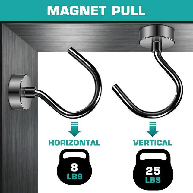 Alt view image 5 of 7 - Grtard 10 Pack Black Magnetic Hooks, 25lbs Heavy Duty Magnet Hooks