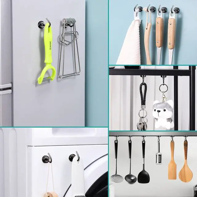 Alt view image 6 of 7 - Grtard 10 Pack Black Magnetic Hooks, 25lbs Heavy Duty Magnet Hooks