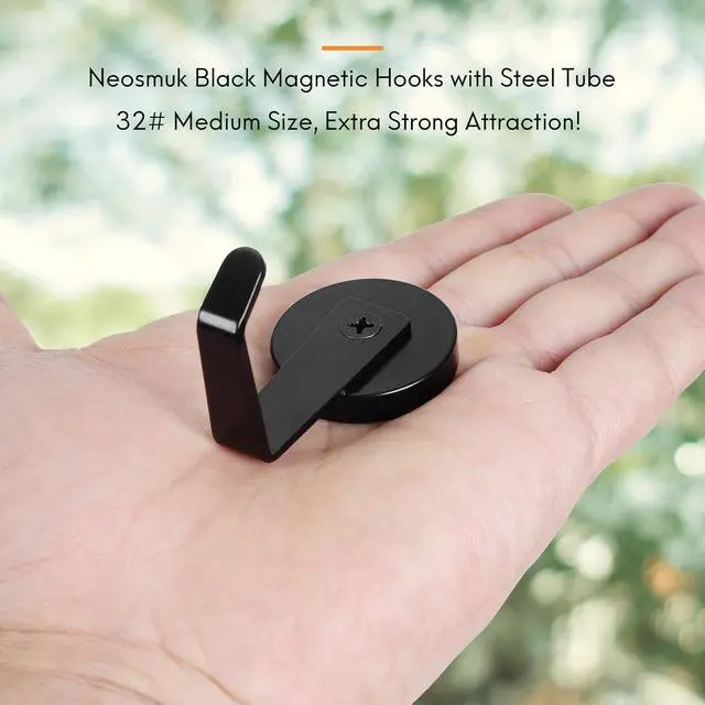 Alt view image 2 of 7 - Neosmuk Magnetic Hooks Steel Tube Design for Cruise,1.26", Black, 2 Pack