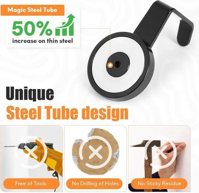 Alt view image 3 of 7 - Neosmuk Magnetic Hooks Steel Tube Design for Cruise,1.26", Black, 2 Pack