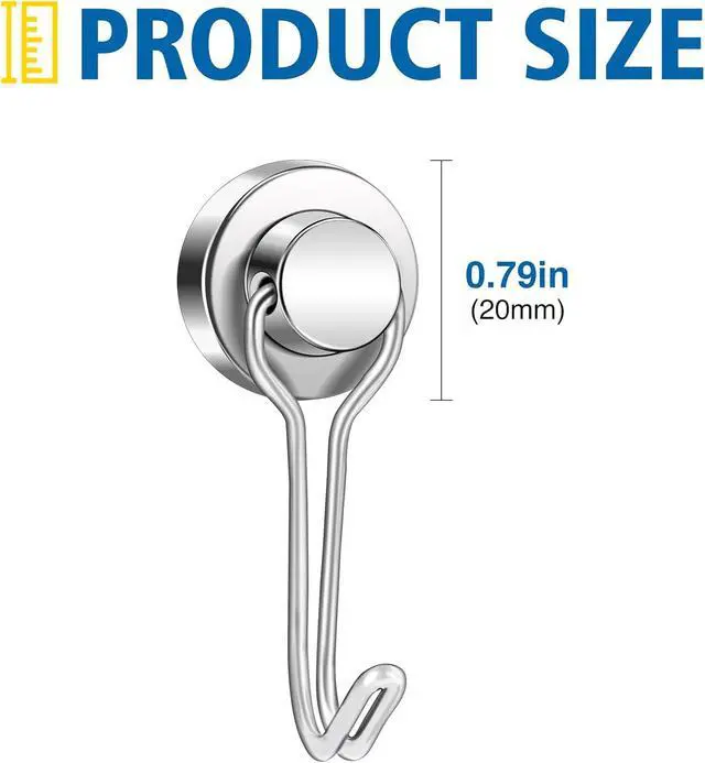 Alt view image 2 of 7 - E BAVITE Swivel Swing Magnetic Hooks 40LBS Silver Refrigerator Magnet Hook