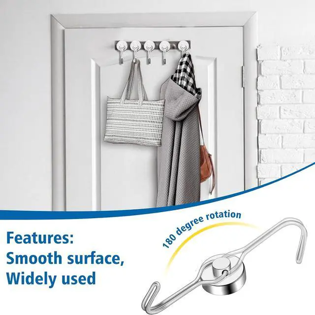 Alt view image 5 of 7 - E BAVITE Swivel Swing Magnetic Hooks 40LBS Silver Refrigerator Magnet Hook
