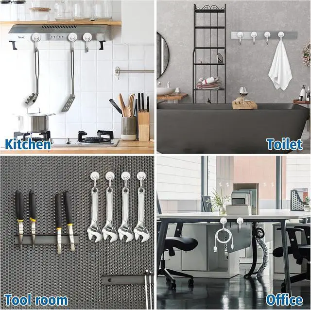 Alt view image 6 of 7 - E BAVITE Swivel Swing Magnetic Hooks 40LBS Silver Refrigerator Magnet Hook