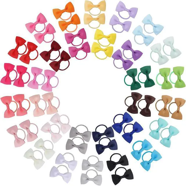 Main image of Jollybows 60PCS Baby Girls Hair Bows Ties 2 Inch Ponytail Holders Hair Ties