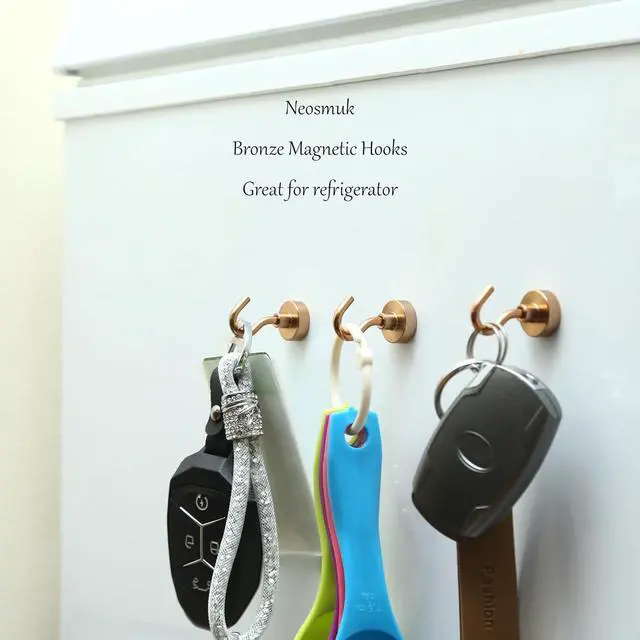 Alt view image 2 of 7 - Neosmuk Magnetic Hooks for Cruise Cabins,30lb Heavy Duty,Bronze,4 Pack