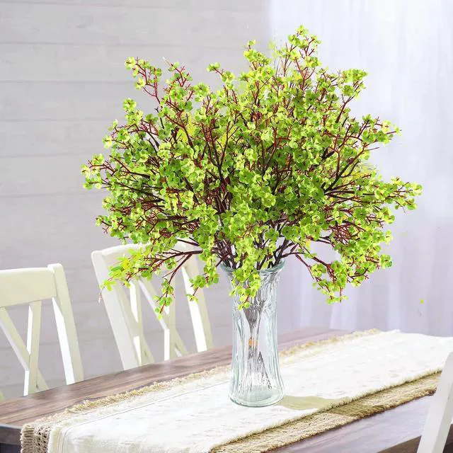 Alt view image 6 of 7 - Hananona 10 Pcs Babys Breath Green Flowers Artificial Gypsophila Flowers St. Patrick's Day Fake Silk Flowers for Home Decor Spring Floral Arrangement Table Centerpieces