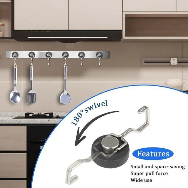 Alt view image 5 of 5 - Magnetic Hooks for Outdoor Grill,Essential for Cruise Ship Cabins & Refrigerator,2 Pack Strong Rubber Coated Fridge Hooks, Scratchproof & Waterproof, Holds Keys, Towels, Crafts (Silver)