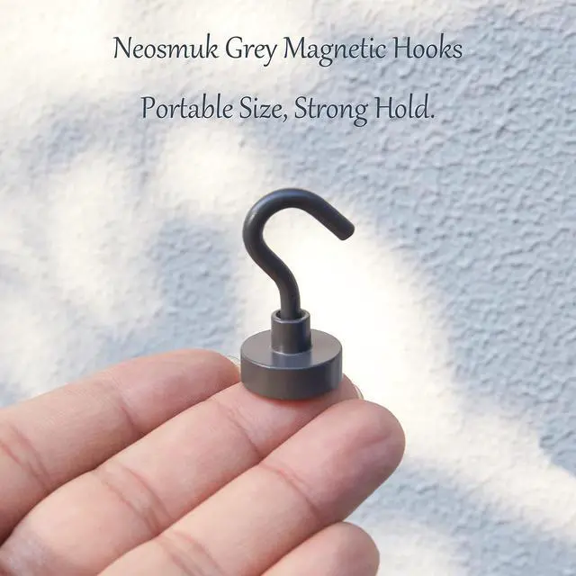 Alt view image 2 of 6 - Neosmuk Magnetic Hooks for Cruise Cabins,30lb Heavy Duty,Grey,4 Pack