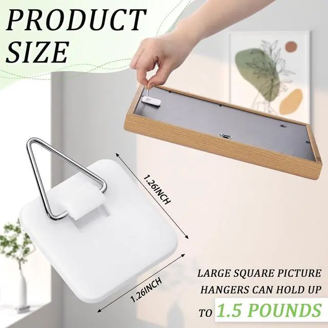 Alt view image 2 of 6 - Wenqik 25 Pcs Adhesive Picture Hanger Hanging Hooks, Square
