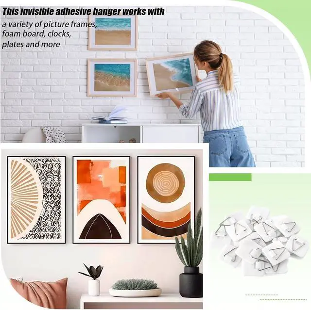 Alt view image 5 of 6 - Wenqik 25 Pcs Adhesive Picture Hanger Hanging Hooks, Square