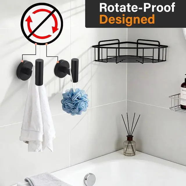 Alt view image 5 of 7 - Nolimas Towel Coat Hook Matte Black SUS304 Stainless Steel Bathroom Clothes Cabinet Closet Sponges Robe Hook Wall Mounted Round Kitchen Heavy Duty Door Hanger 2 Packs
