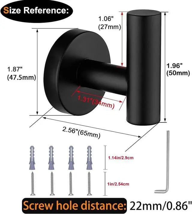 Alt view image 6 of 7 - Nolimas Towel Coat Hook Matte Black SUS304 Stainless Steel Bathroom Clothes Cabinet Closet Sponges Robe Hook Wall Mounted Round Kitchen Heavy Duty Door Hanger 2 Packs