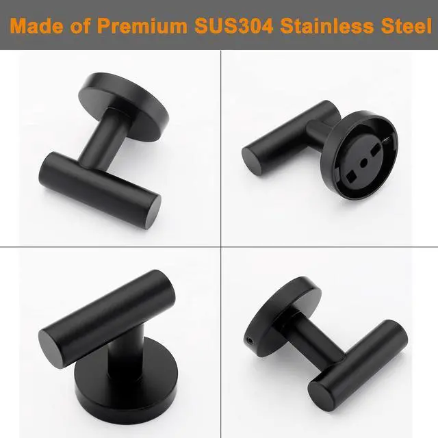 Alt view image 7 of 7 - Nolimas Towel Coat Hook Matte Black SUS304 Stainless Steel Bathroom Clothes Cabinet Closet Sponges Robe Hook Wall Mounted Round Kitchen Heavy Duty Door Hanger 2 Packs
