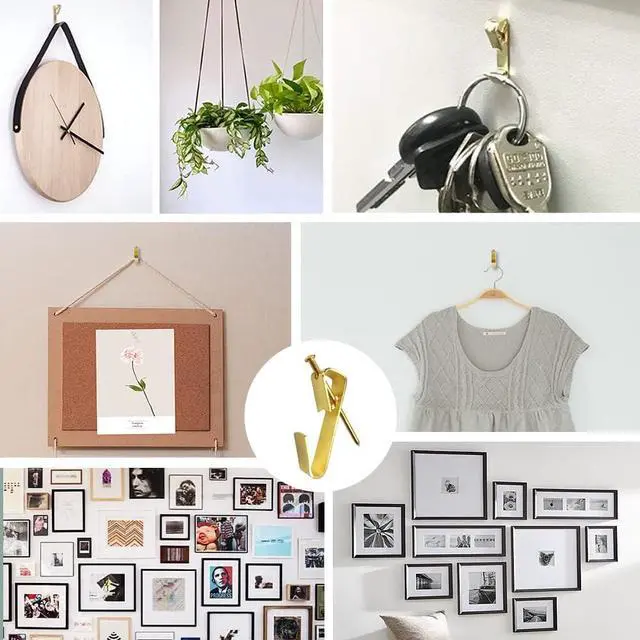 Alt view image 4 of 7 - 50pcs Picture Hangers with Different Sizes, Heavy Duty 30-100lbs Picture Hanging Hooks with Nails, Wall Hangers,Picture Hooks,Professional Plaster Picture Hanging Kit for Wooden Wall or Drywall