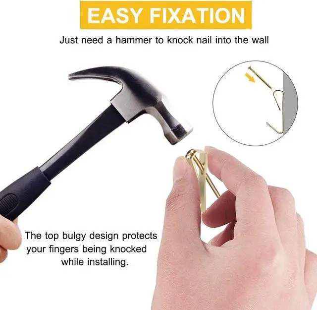 Alt view image 5 of 7 - 50pcs Picture Hangers with Different Sizes, Heavy Duty 30-100lbs Picture Hanging Hooks with Nails, Wall Hangers,Picture Hooks,Professional Plaster Picture Hanging Kit for Wooden Wall or Drywall