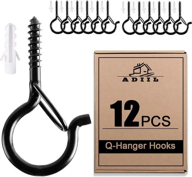 Main image of ADIIL Q Hanger Ceiling Screw Hooks for Hanging Outdoor String Light, Plants