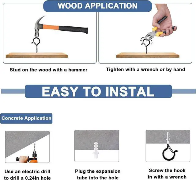 Alt view image 6 of 7 - ADIIL Q Hanger Ceiling Screw Hooks for Hanging Outdoor String Light, Plants