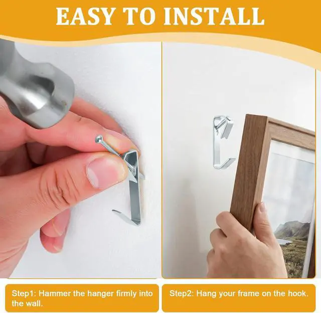 Alt view image 3 of 7 - KURUI 214Pcs Picture Hanging Hooks, Renter Friendly Picture Hanging Kit with Heavy Duty Picture Hangers and Hardware Nails, for Frame, Painting, Art and Photo, on Drywall,Plaster, and Wood Wall