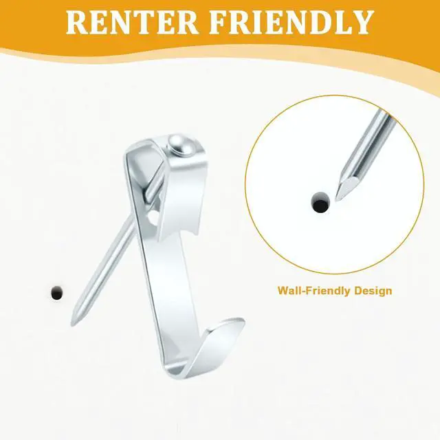 Alt view image 2 of 7 - KURUI 214Pcs Picture Hanging Hooks, Renter Friendly Picture Hanging Kit with Heavy Duty Picture Hangers and Hardware Nails, for Frame, Painting, Art and Photo, on Drywall,Plaster, and Wood Wall