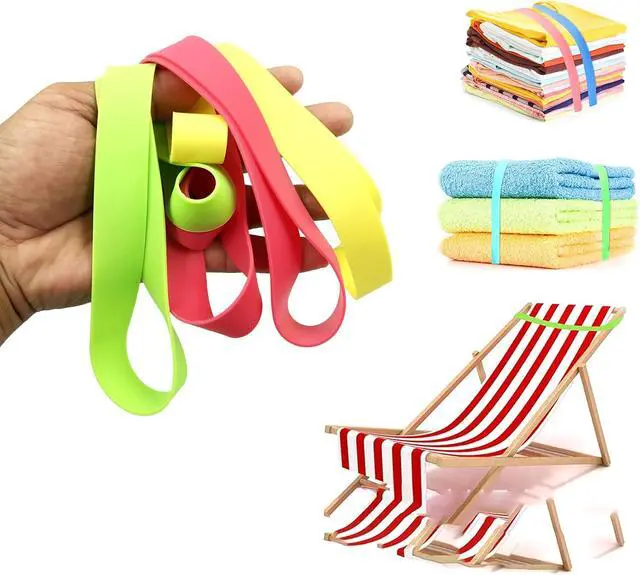 Alt view image 5 of 6 - Beach Towel Bands, 6 Pcs 35 Inch Silicone Elastic Clips for Fastening Beach Chair Towels and Cruise Essentials (6)