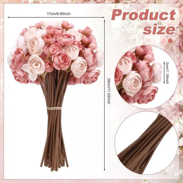 Alt view image 2 of 7 - 24 Pcs Ranunculus Artificial Flowers 4 Bouquets