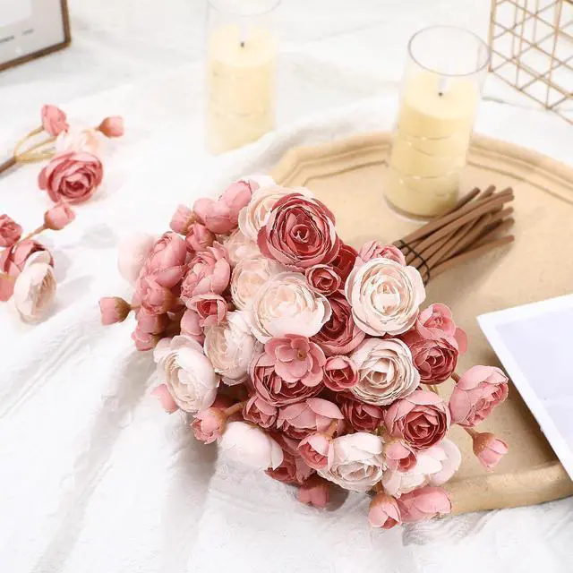 Alt view image 4 of 7 - 24 Pcs Ranunculus Artificial Flowers 4 Bouquets