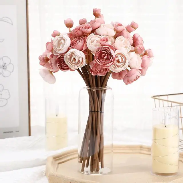 Alt view image 5 of 7 - 24 Pcs Ranunculus Artificial Flowers 4 Bouquets