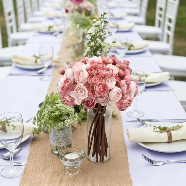 Alt view image 6 of 7 - 24 Pcs Ranunculus Artificial Flowers 4 Bouquets