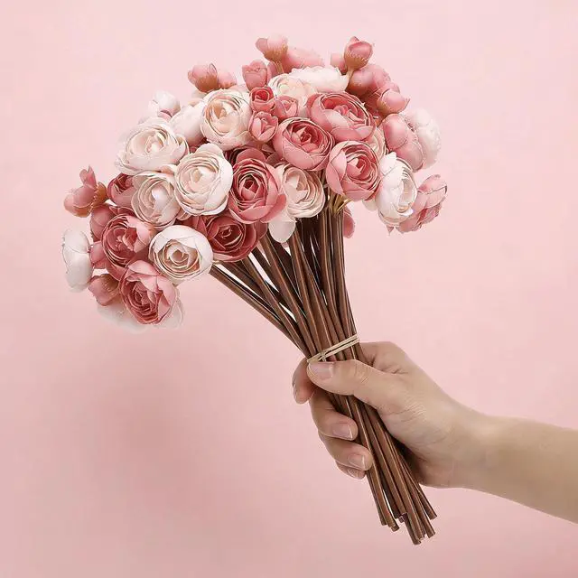 Alt view image 7 of 7 - 24 Pcs Ranunculus Artificial Flowers 4 Bouquets