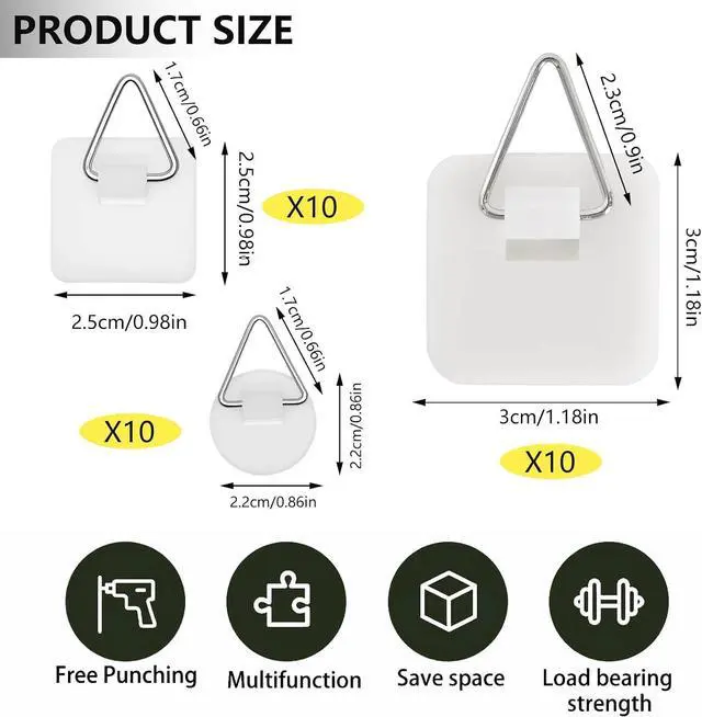Alt view image 2 of 7 - 30pcs Adhesive Plate Hangers Invisible Vertical Wall Art Display Holder