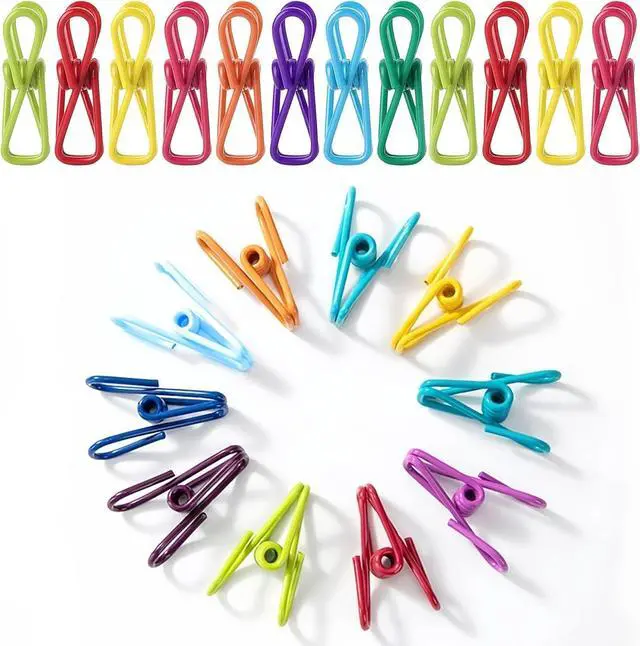 Main image of 45 Pcs Chip Clips - 2 Inch Random Multi-Colored Waterproof Metal Clothes Pins for Bag, Food, Chips, Paper