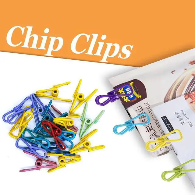 Alt view image 2 of 7 - 45 Pcs Chip Clips - 2 Inch Random Multi-Colored Waterproof Metal Clothes Pins for Bag, Food, Chips, Paper
