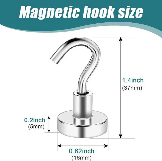 Alt view image 3 of 6 - MAGXCENE 32 Pack Magnetic Hooks Heavy Duty, 25 lbs Strong Magnet Hooks for Cruise Refrigerator, Neodymium Magnets with Hooks for Grill Hanging Kitchen Tool Storage